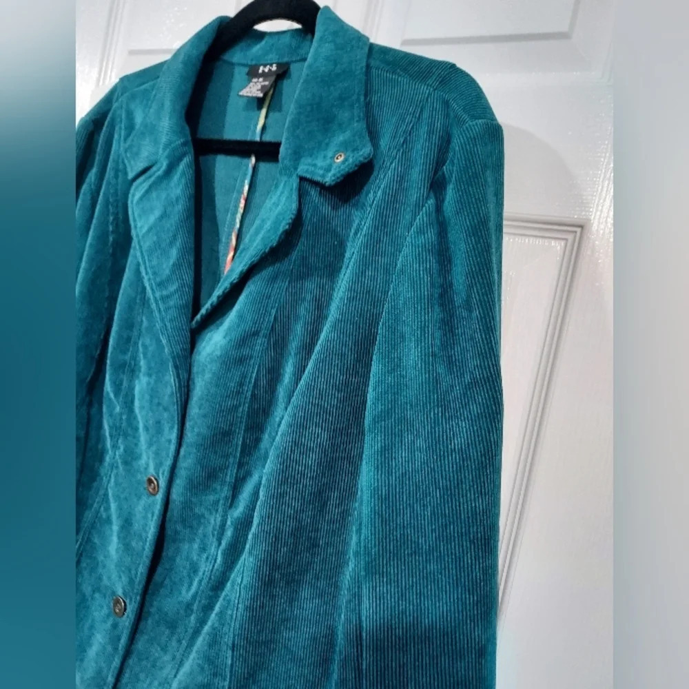 RQT Teal Blue Corduroy Double Lapel Lightweight Jacket in Size XL - Picture 7 of 11